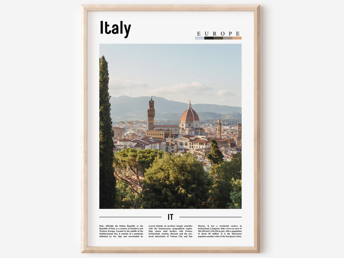 Italy Florence Duomo Cathedral Skyline Sunset Photo Travel Art Poster