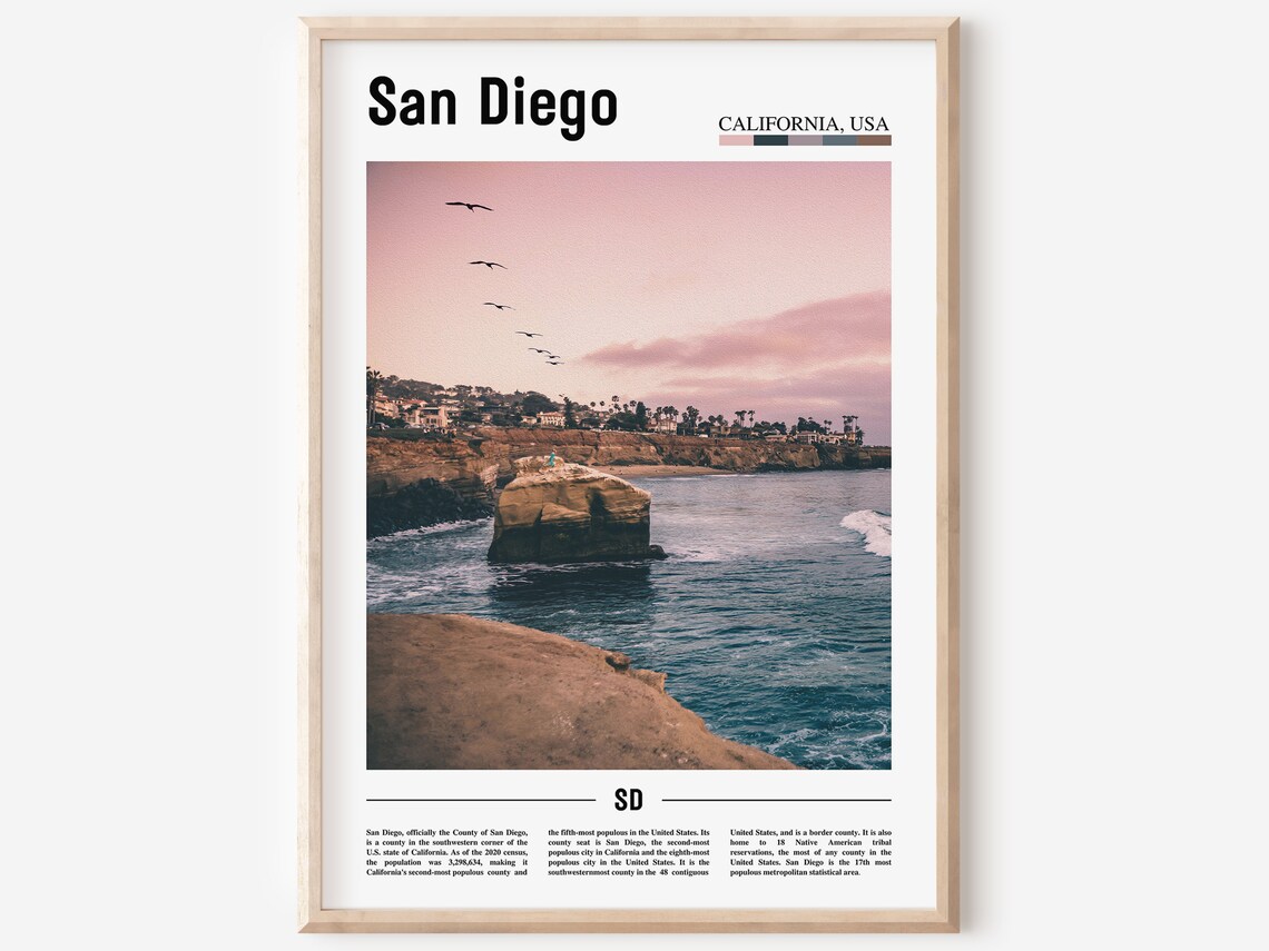 San Diego Minimal Travel Poster, City Wall Art