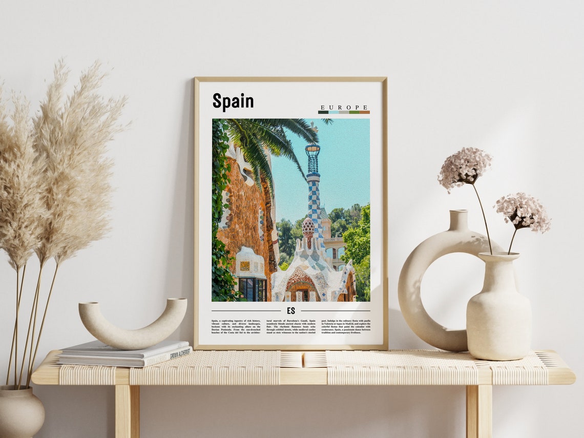 Spain Barcelona Gaudi Park Guell Mosaic Architecture Travel Poster - Image 3