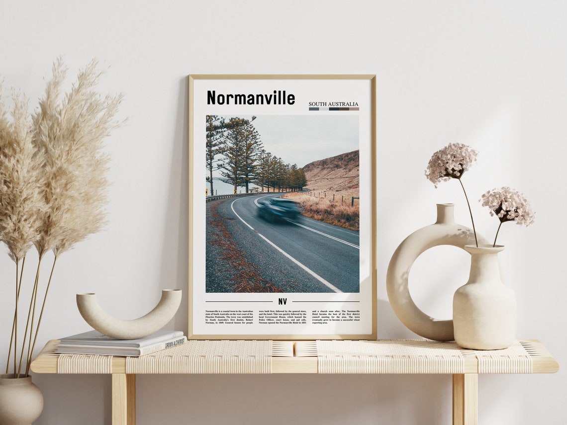 Normanville Print Normanville Poster Normanville Wall Art Minimal Travel Print Minimal City Poster Travel Destination Oil Painting Poster - Image 3