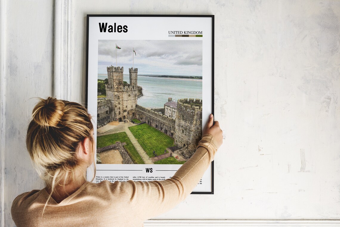 Wales United Kingdom Medieval Castle Coast Minimalist Travel Poster - Image 2