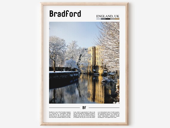 Bradford England Snowy Mill Canal Winter Photo Travel Poster