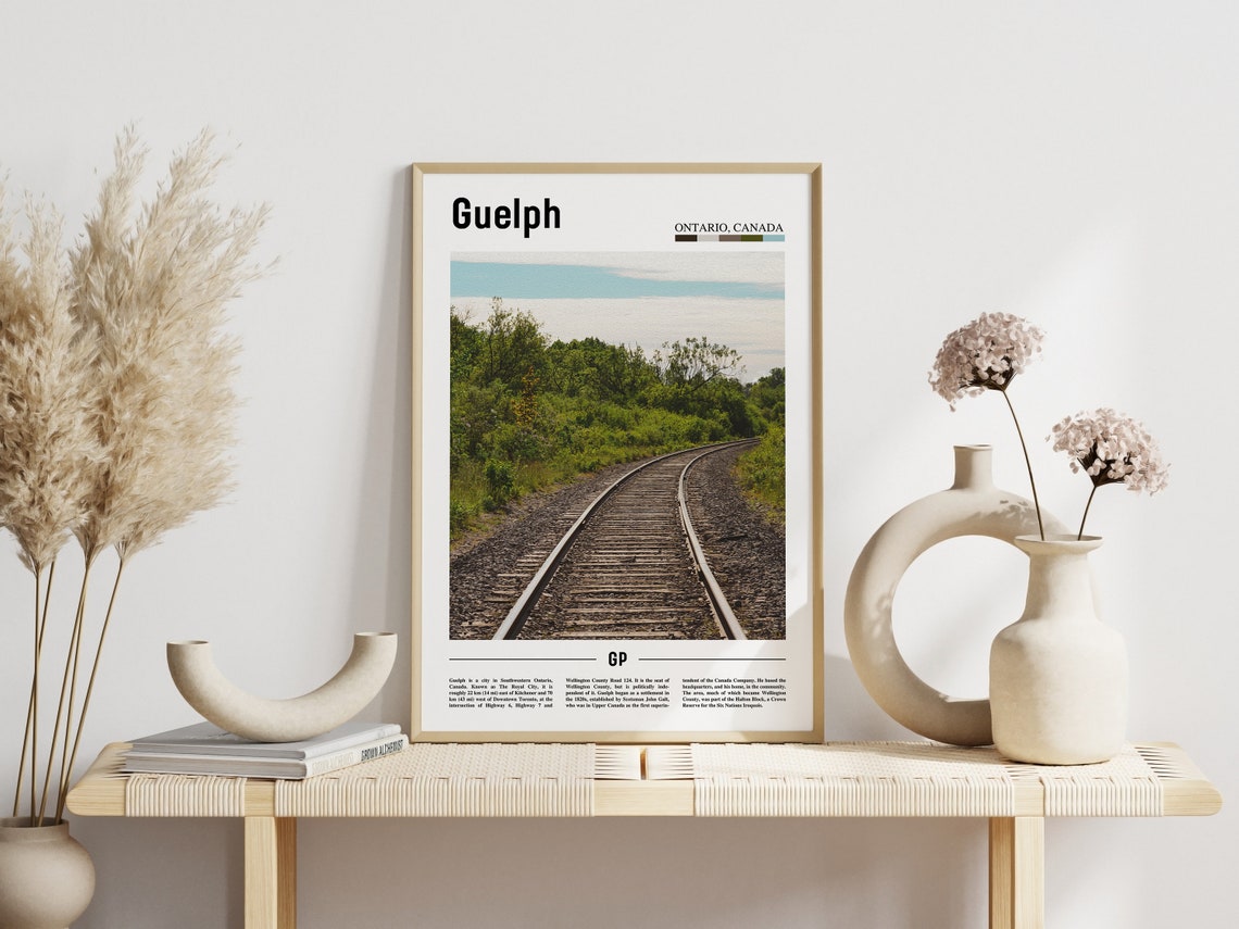 Guelph Print Guelph Poster Guelph Wall Art Minimal Travel Print Minimal City Poster Travel Destination City Print Oil Painting Poster - Image 3