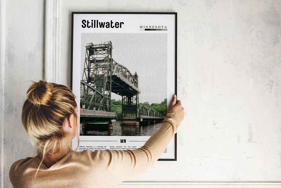Stillwater Minnesota Historic Lift Bridge River Travel Poster - Image 2