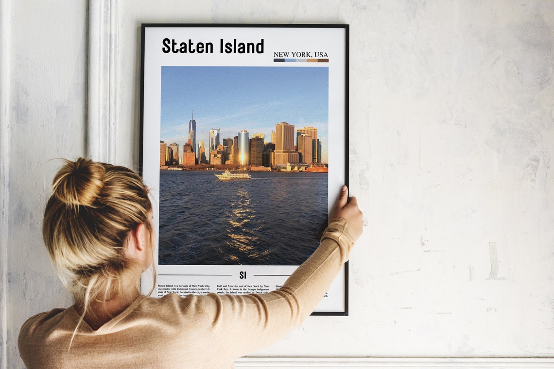 Staten Island Print Staten Island Poster Staten Island Wall Art Oil Painting Poster City Print City Artwork Travel Artwork Travel Art - Image 2