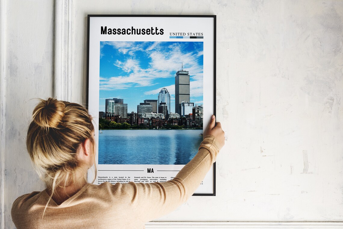 Massachusetts Boston Skyline United States Color Travel Poster - Image 2