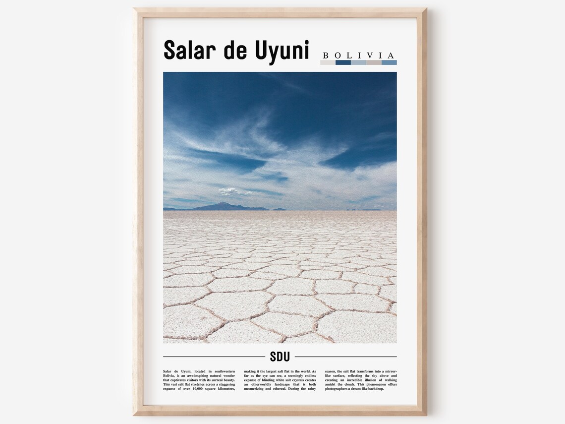 Salar de Uyuni Bolivia Salt Flats Minimalist Travel Poster Photo
