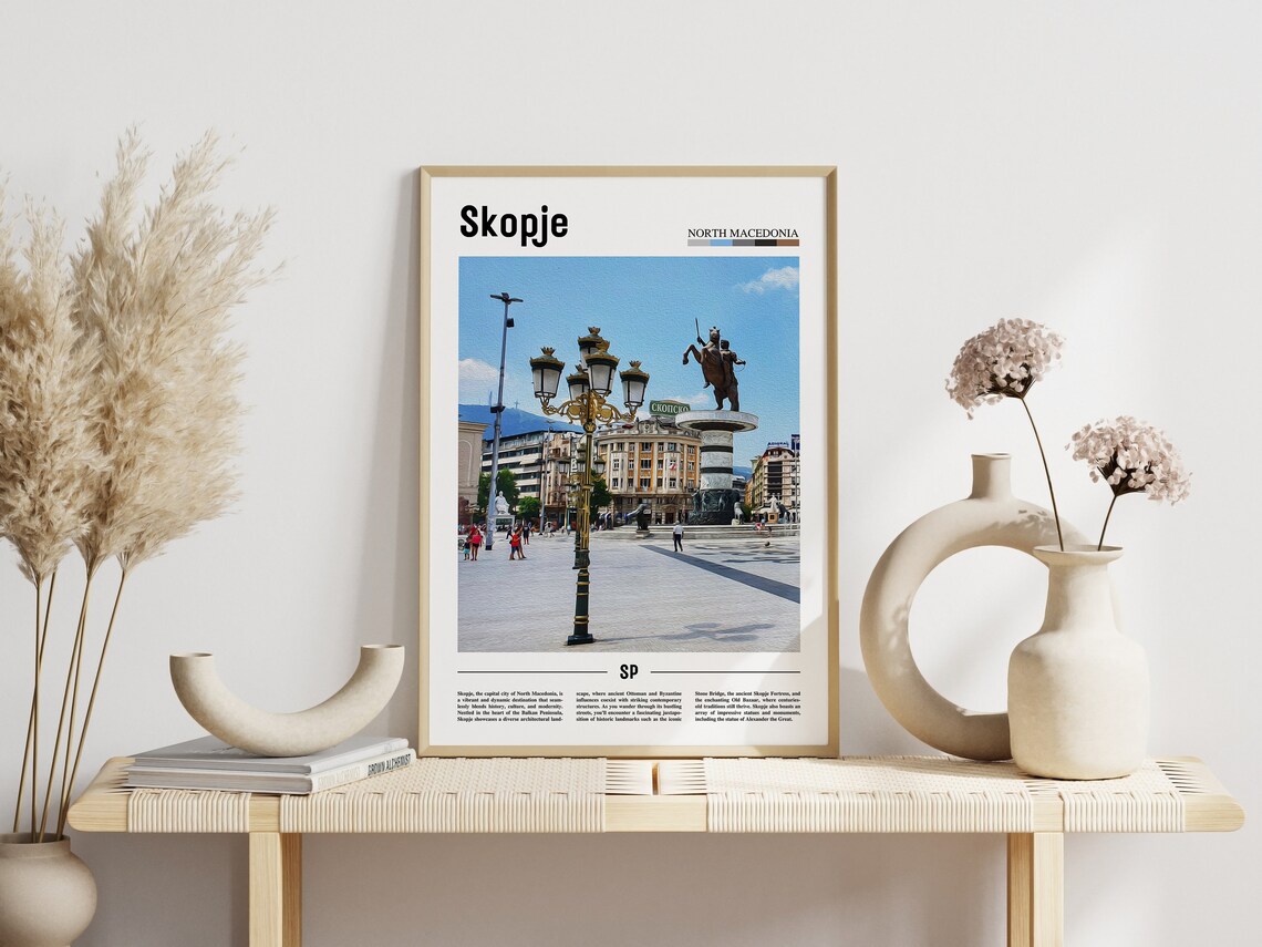 Skopje North Macedonia Warrior Horse Statue Square Photo Travel Poster - Image 3