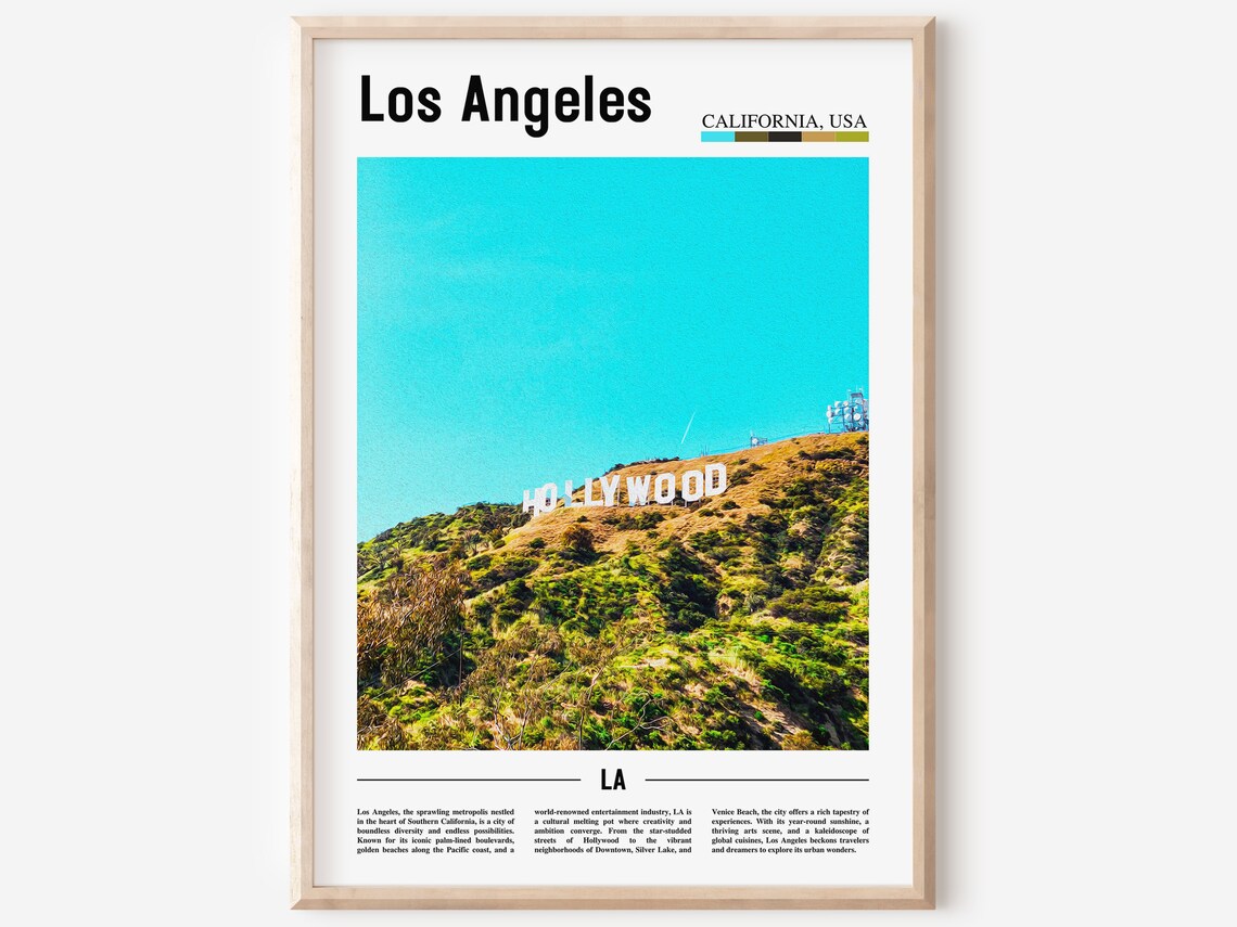 Los Angeles California Hollywood Sign Mount Lee Hillside Poster