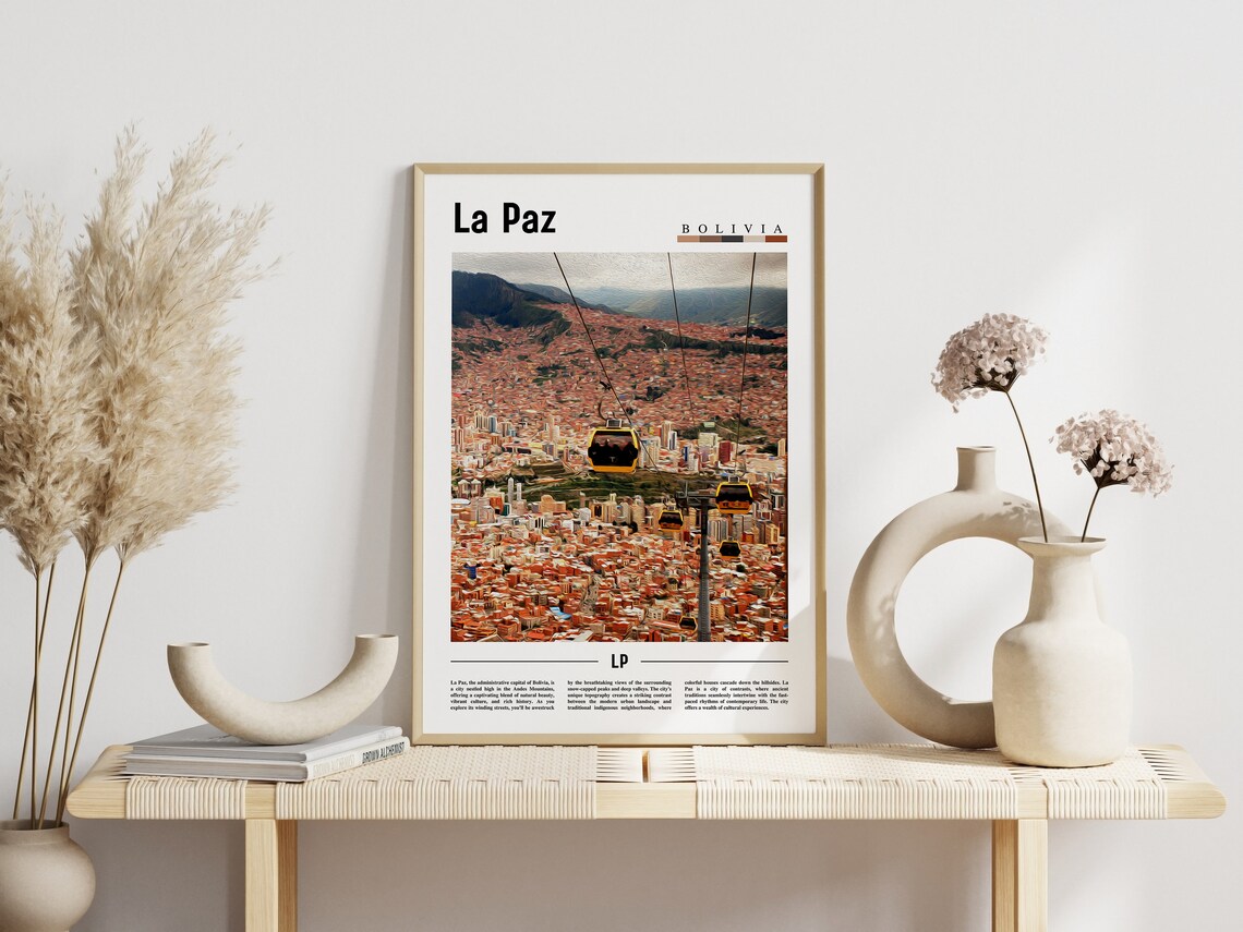 La Paz Bolivia Cable Cars Hillside City Photo Travel Art Poster - Image 3