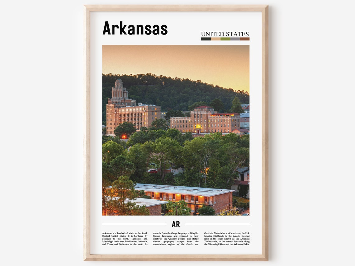 Arkansas Print Arkansas Poster Arkansas Wall Art United States Photo United States Poster United States Print Travel Poster