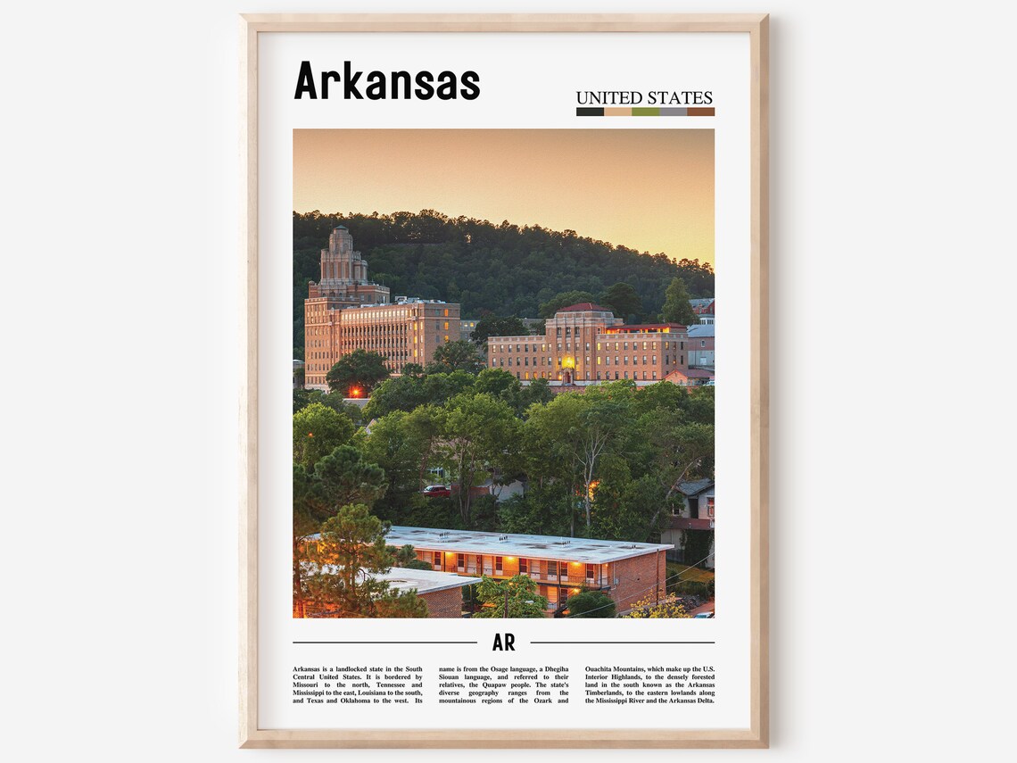 Arkansas USA Hot Springs Bathhouse Row Cityscape Travel Print