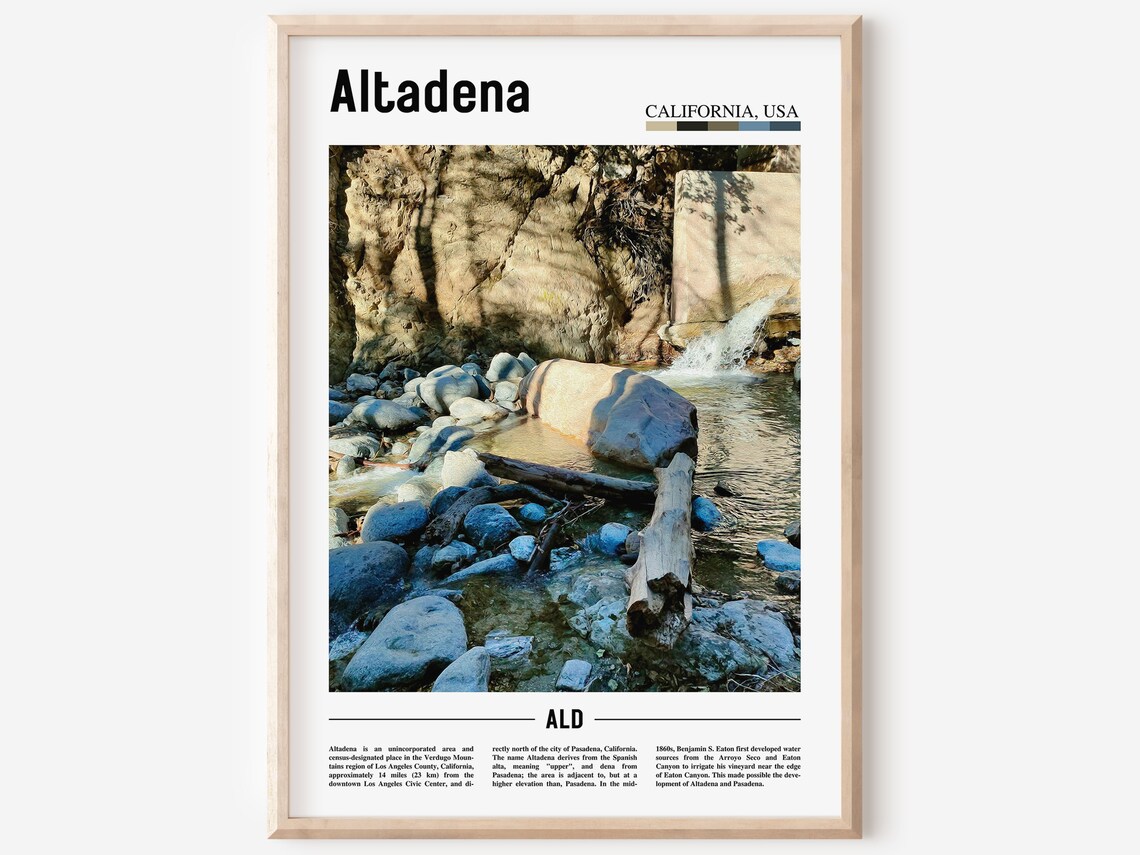 Altadena California Rocky Creek Waterfall Nature Travel Poster