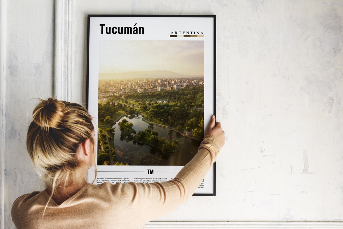 Tucuman Argentina Aerial City Sunset Park Lake Skyline Poster - Image 2