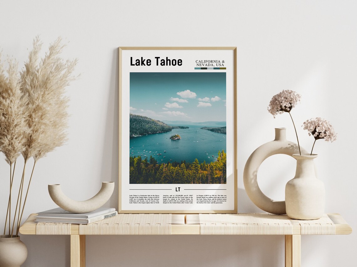 Lake Tahoe Emerald Bay Aerial Color Photo Poster California Nevada - Image 3