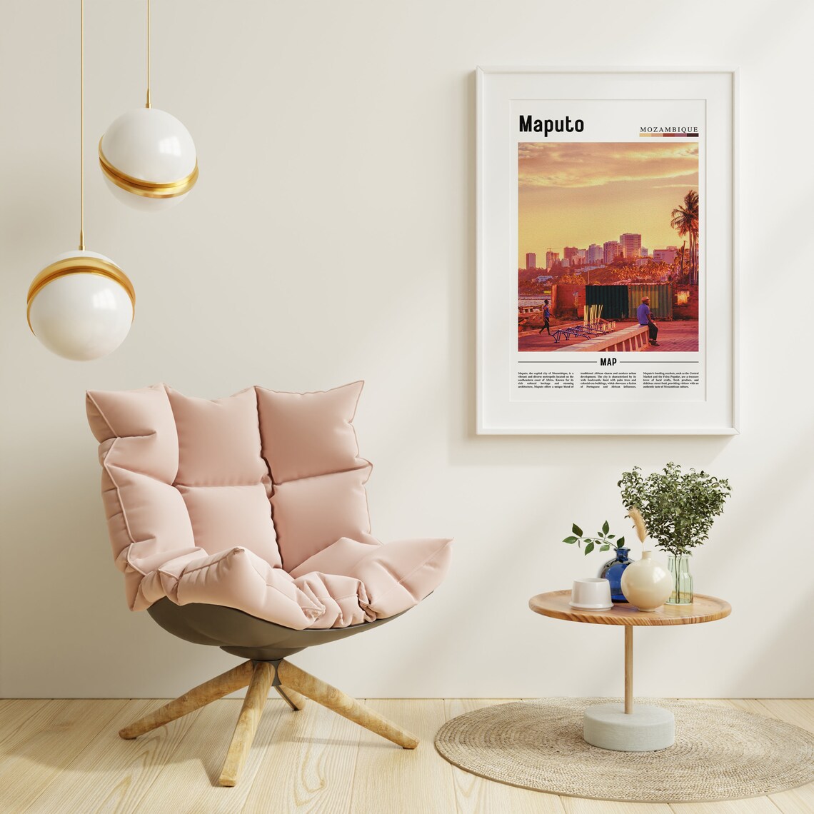 Maputo Mozambique Golden Sunset Waterfront City Skyline Travel Poster - Image 3
