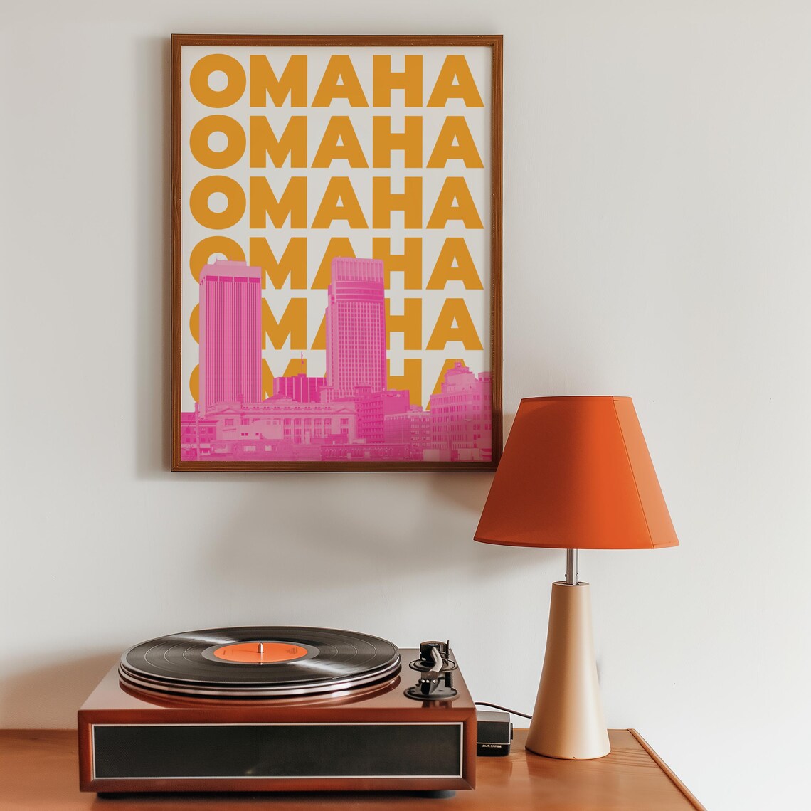 Omaha Nebraska Skyline Travel Poster, Girly Ne