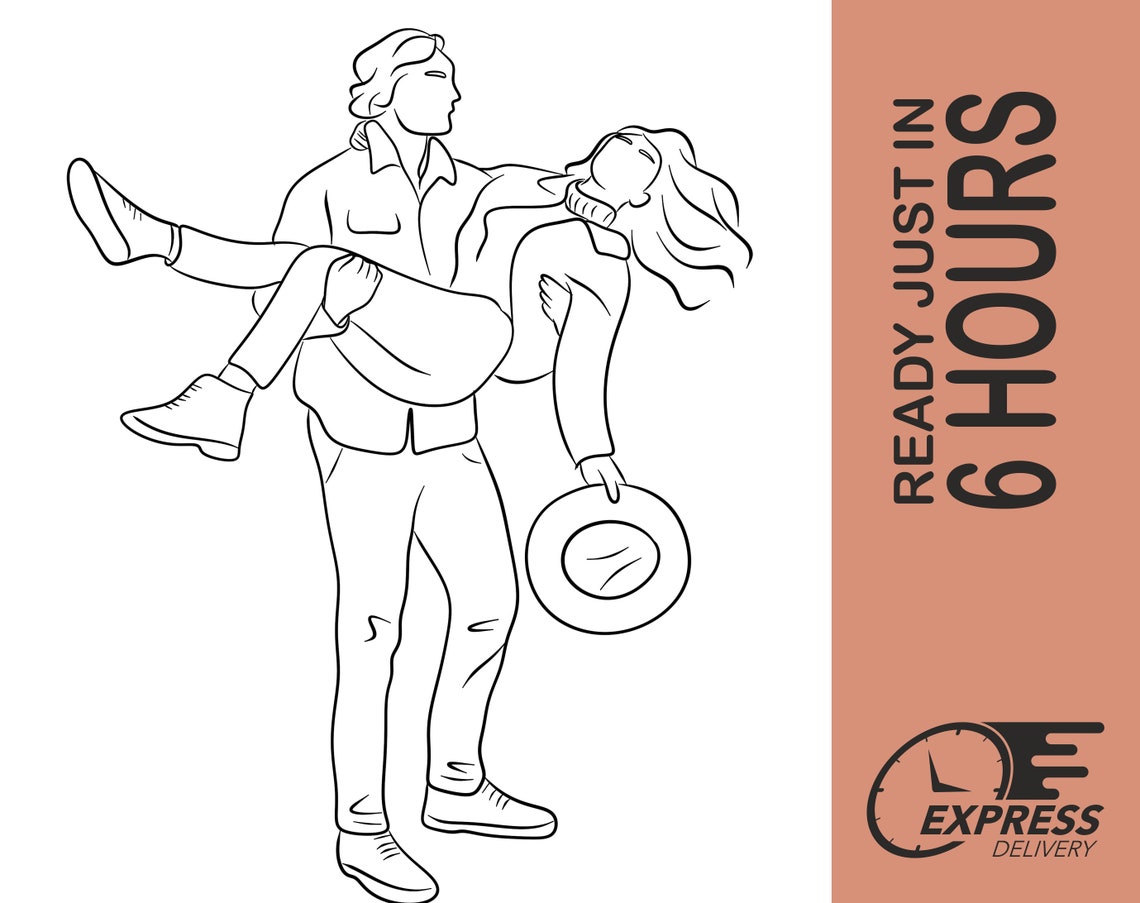 Custom Minimalist Single Line Drawing Couple Portrait Poster