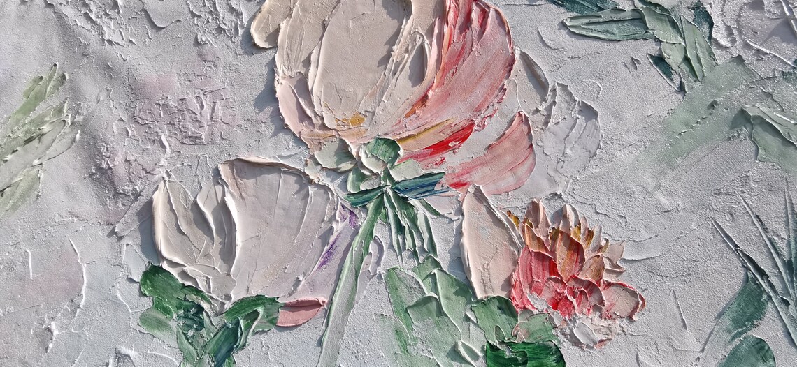 Abstract Pink Rose Flower Oil Painting Art Print - Image 3