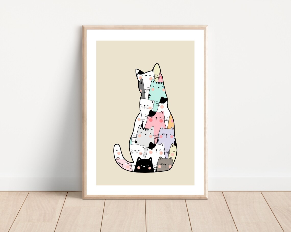 Funny Cat Silhouette, Minimalist Cat Art