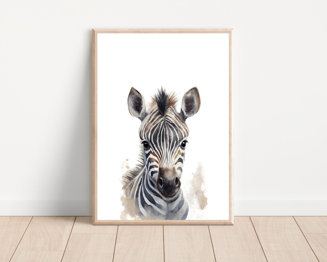 Zebra Animal Print For Nursery Baby Safari Animal Nursery Safari Animal Watercolor Wall Art Animal Nursery Wall Decor