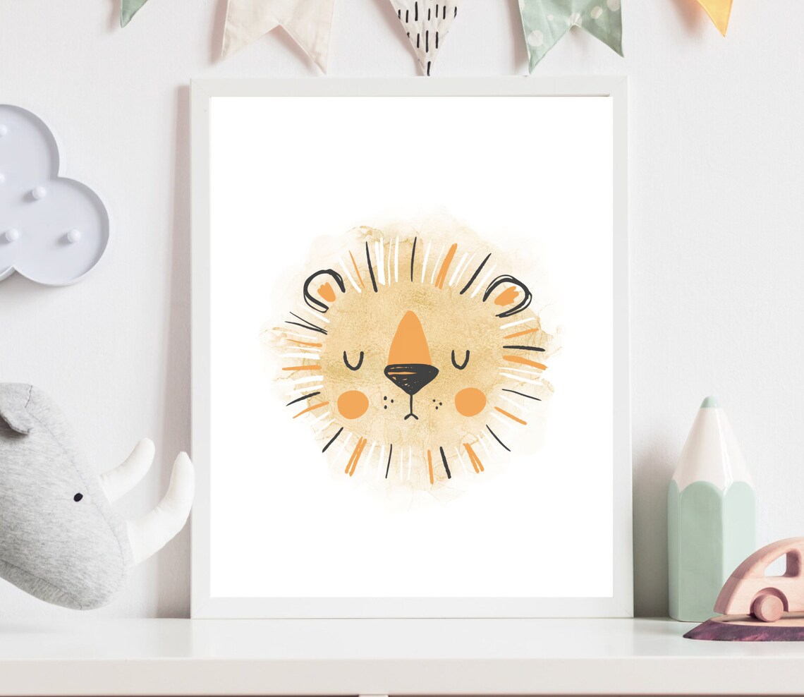 Boho Nursery Safari Lion Art Print, Minimalist Decor - Image 2