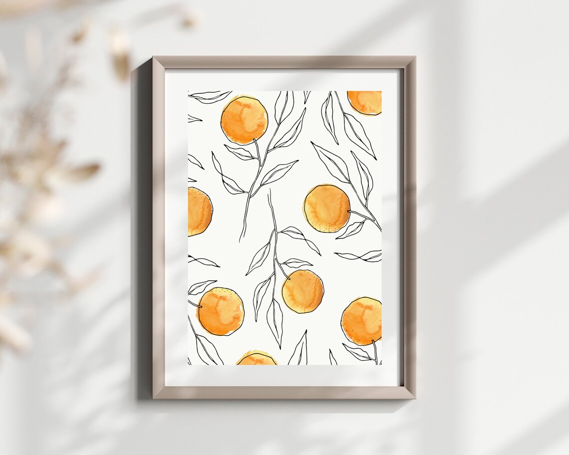 Orange Citrus Line Art Print, Modern Kitchen Decor - Image 3