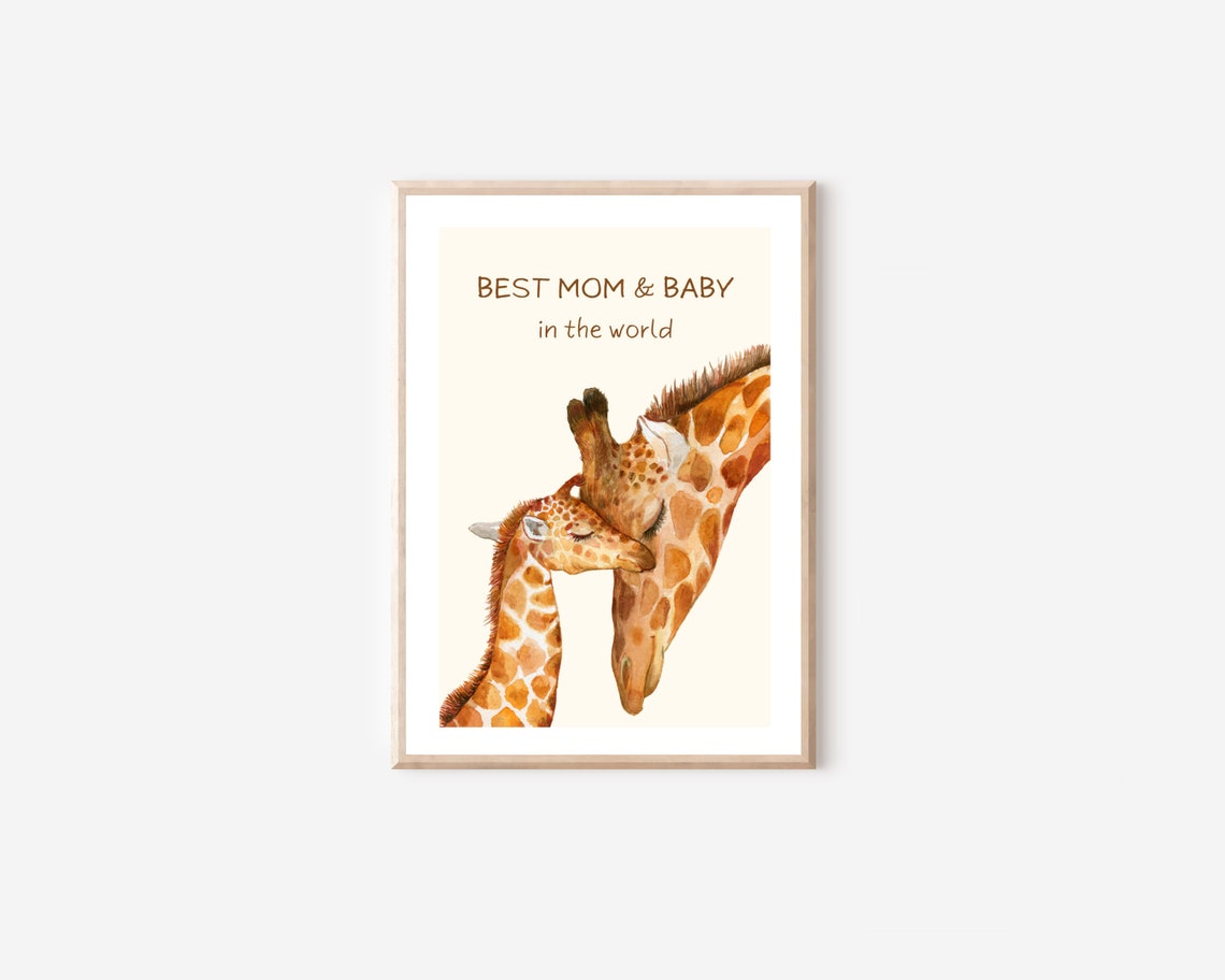 Safari Mom And Baby Giraffe Family Wall Art Print Best Mom And Baby Nursery Quote Print Cute Giraffe Family Nursery Wall Decor - Image 5