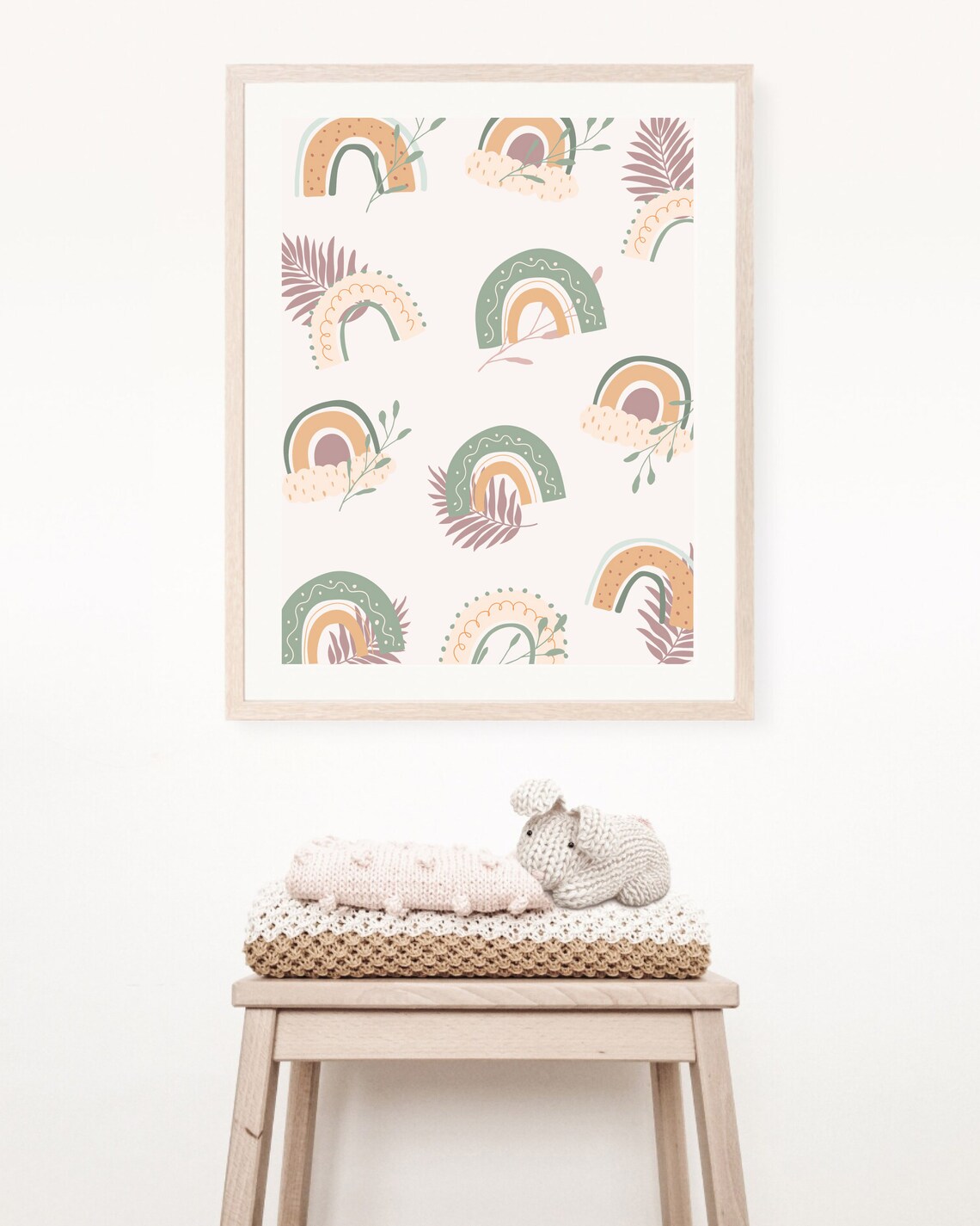 Boho Floral Neutral Nursery Rainbow, Wall Art Print - Image 3