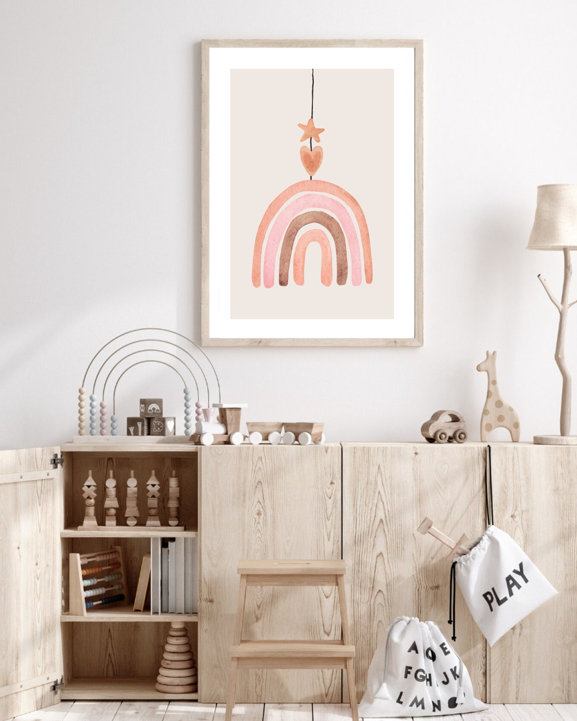 Boho Minimalist Rainbow Nursery Wall Art Print - Image 3