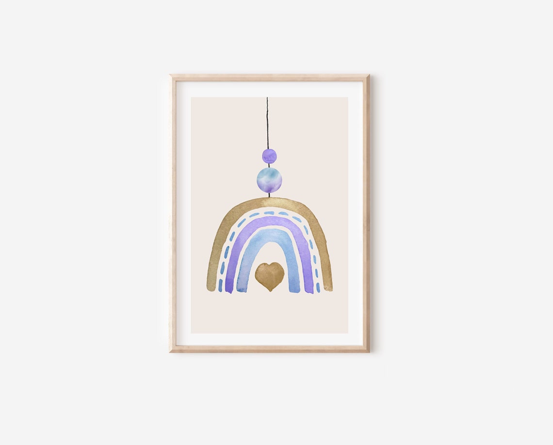Boho Nursery Rainbow and Heart, Minimalist Poster - Image 4