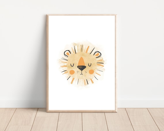 Boho Nursery Safari Lion Art Print, Minimalist Decor