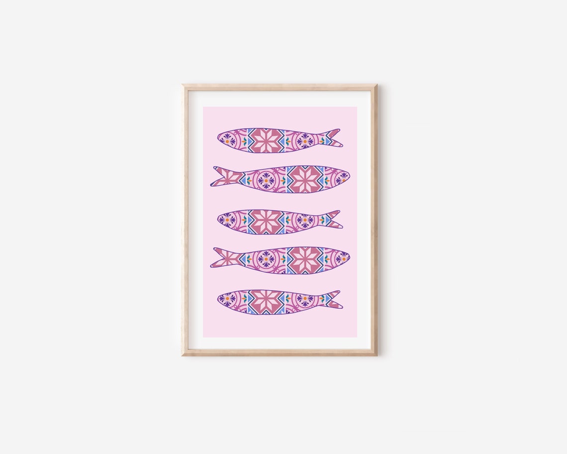 Boho Portuguese Sardine Tile, Mediterranean Art Print - Image 4