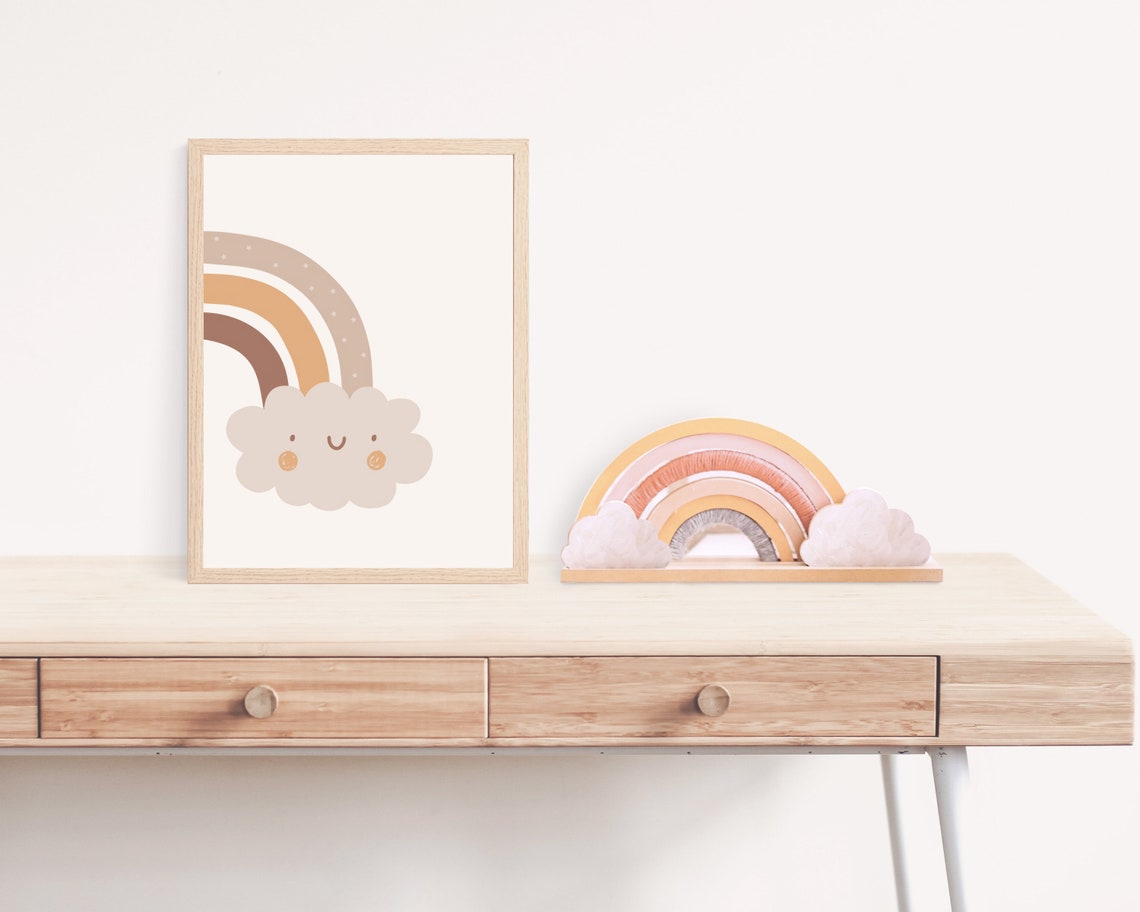 Boho Rainbow And Cloud Nursery Art Print - Image 3