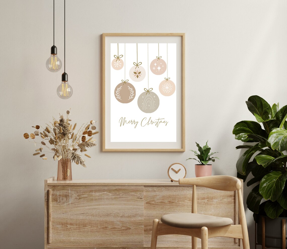 Boho Pastel Christmas Tree Ornament Art Print - Image 2