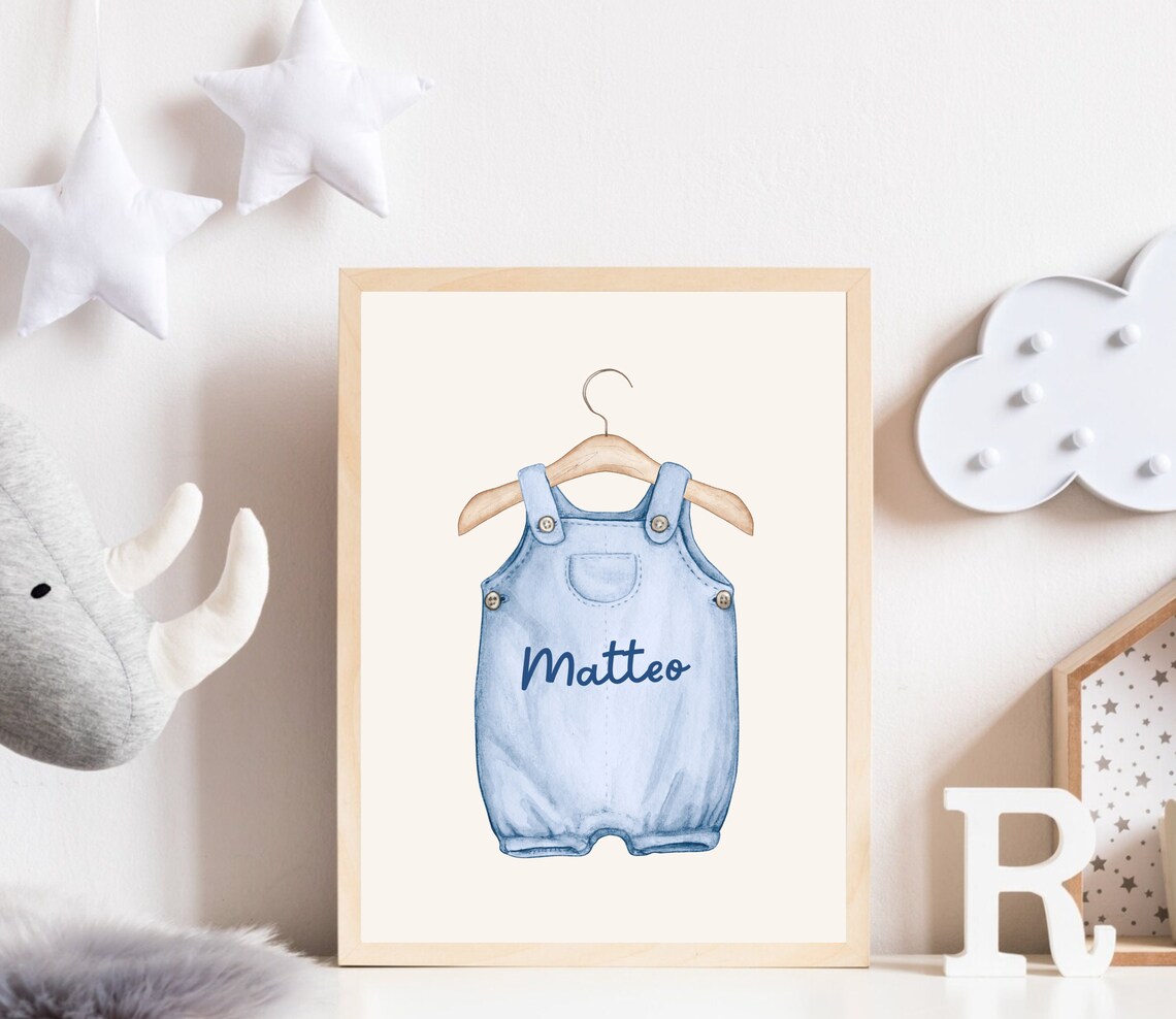 Boho Personalized Baby Boy Name Sing Nursery Poster - Image 2