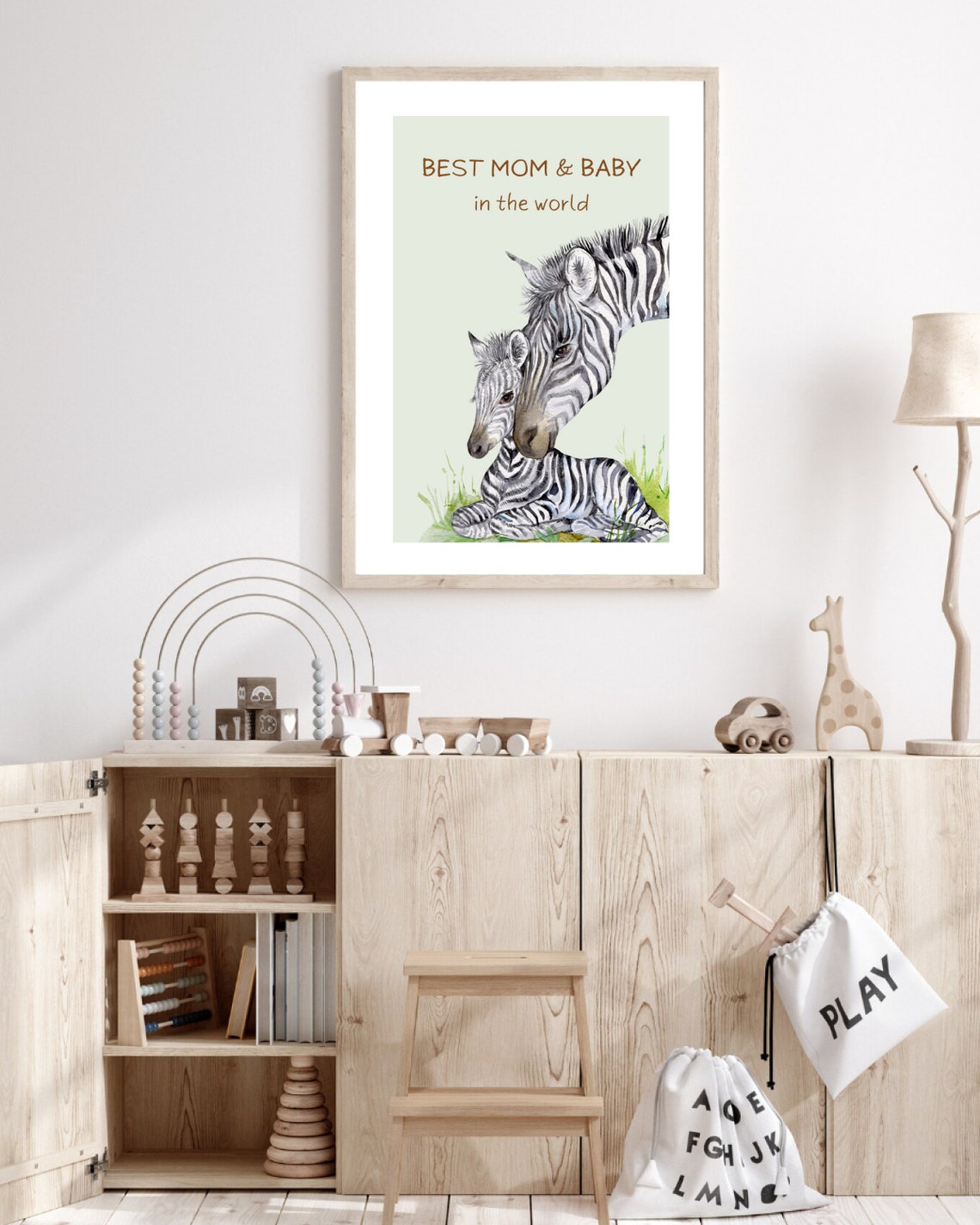 Safari Mom And Baby Zebra Family Wall Art Print Cute Zebra Family Nursery Wall Decor Best Mom And Baby Nursery Quote Art Print - Image 3