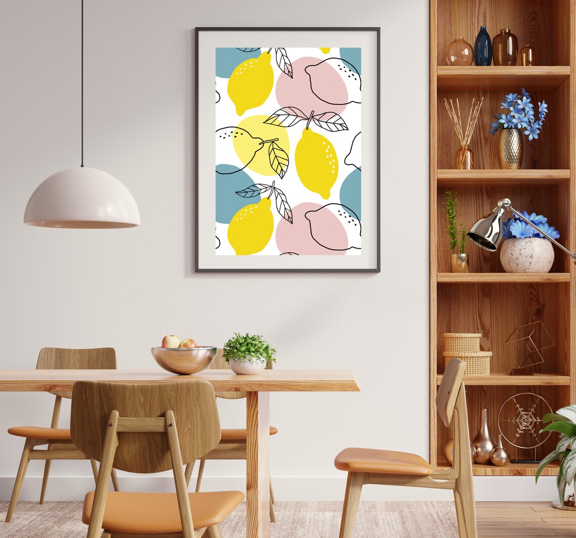 Lemon Citrus Kitchen Art Print, Mediterranean Line Art - Image 2