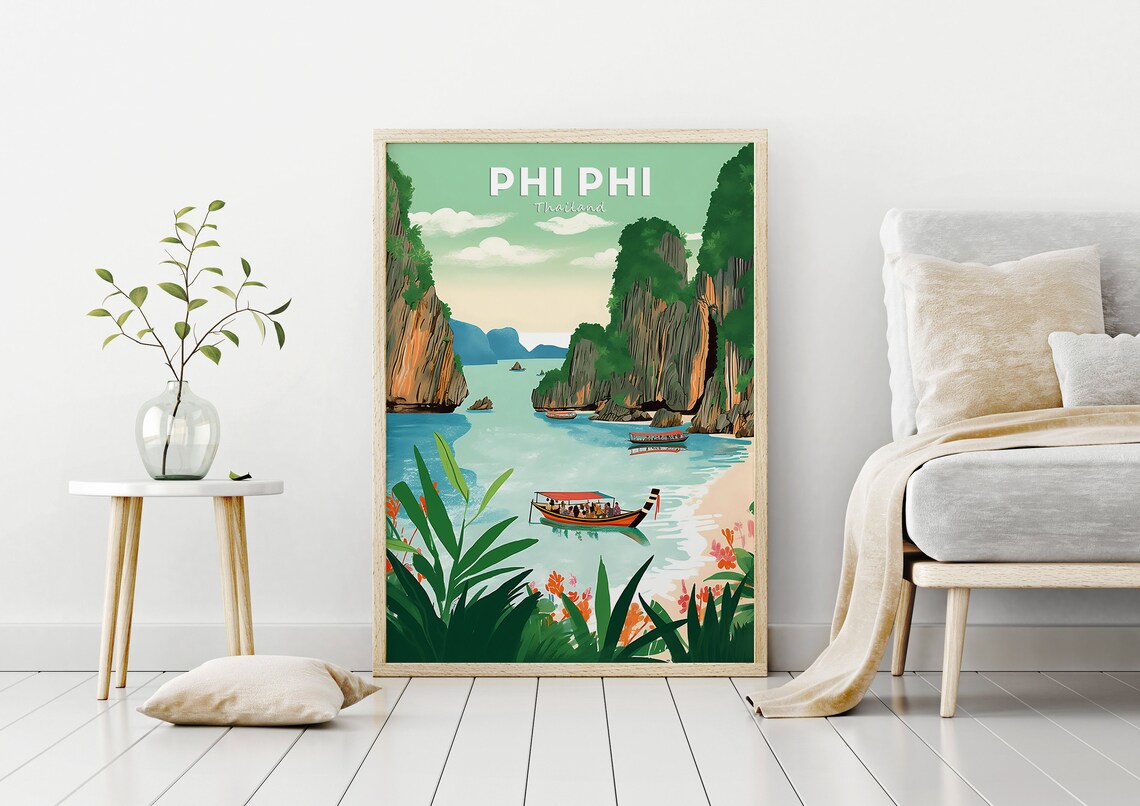 Phi Phi Travel Poster, Thailand Wall Art Print