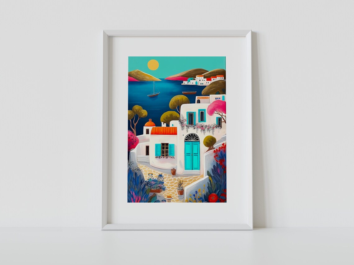 Paros Greece Travel Poster, Greek Cityscape Art Print - Image 2