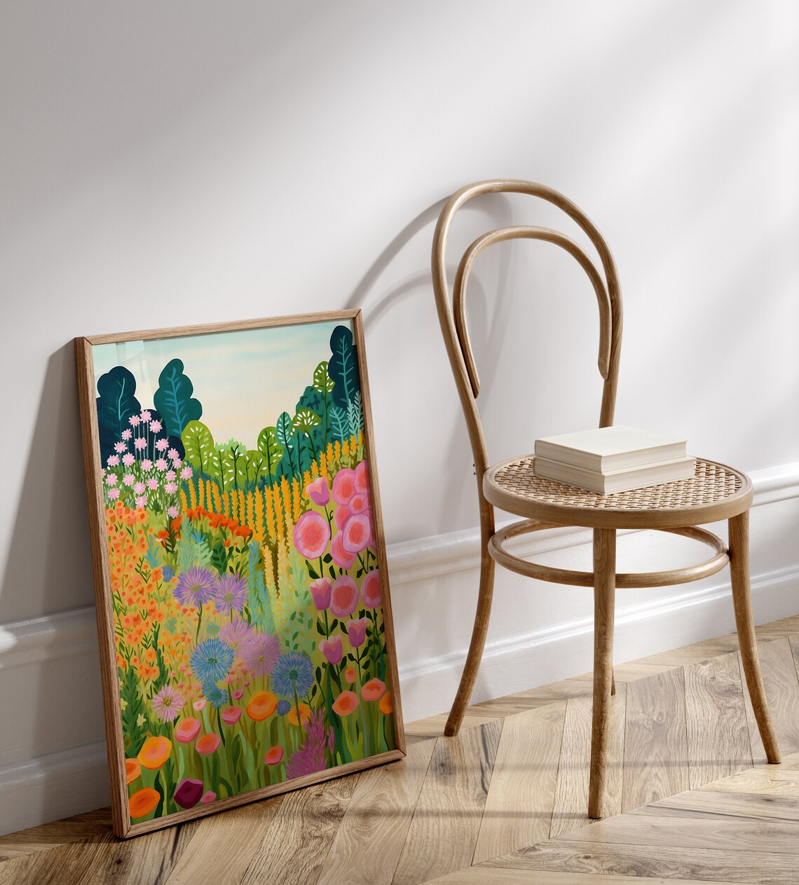 Flower Garden Painting, Colorful Botanical Scenery Art Print - Image 3