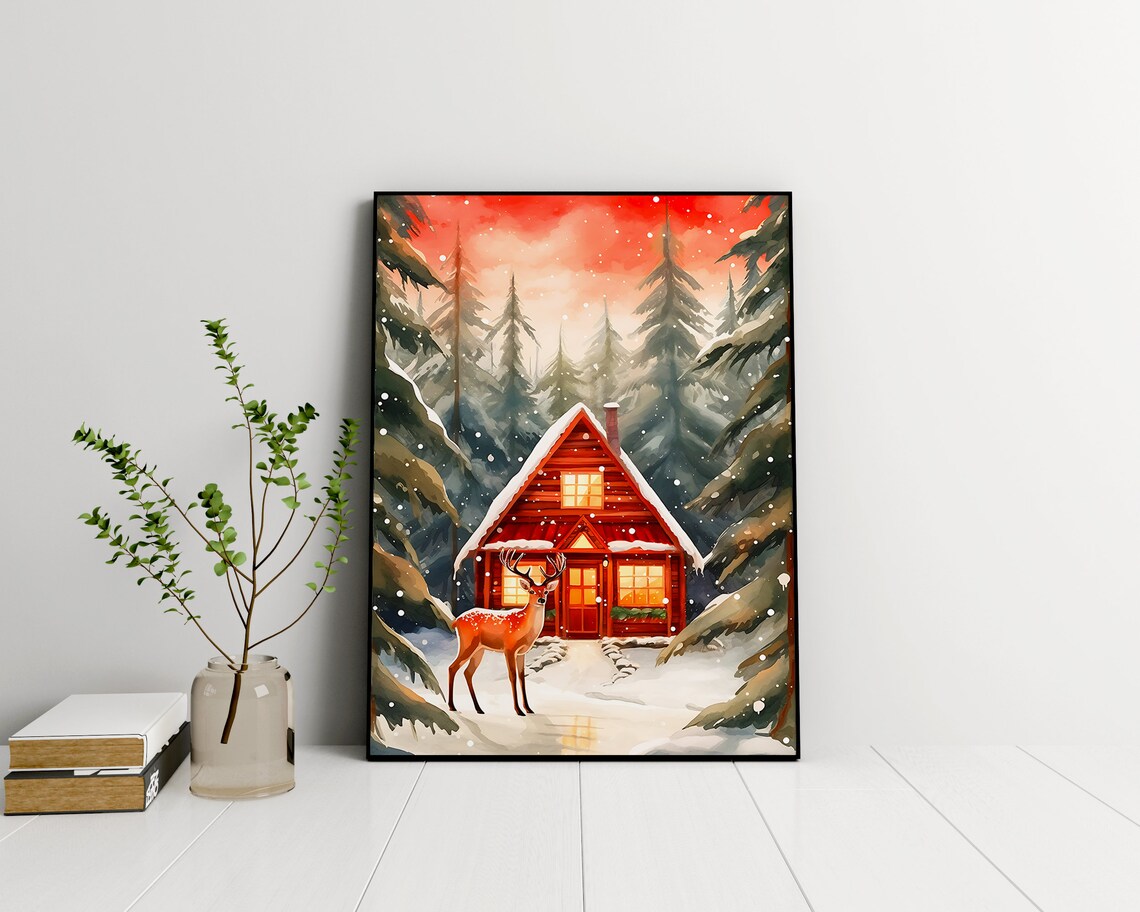Winter Forest Holiday Wall Art, Christmas Tree Print - Image 2
