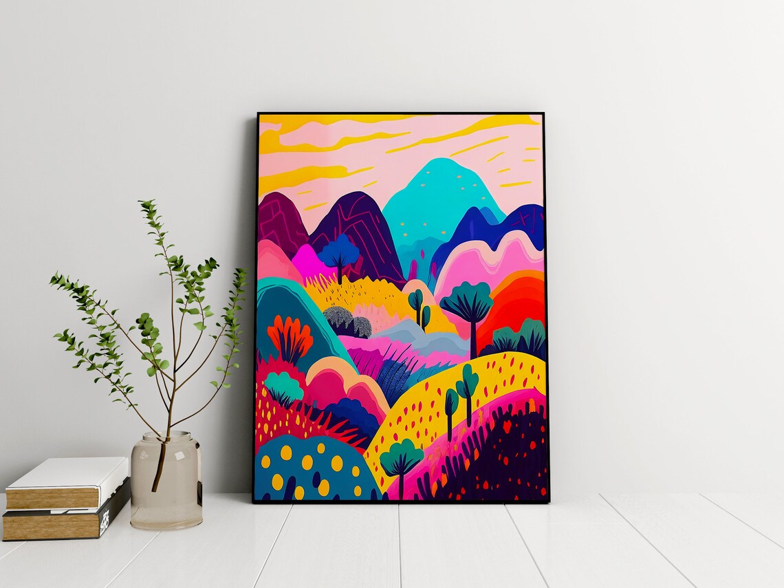 Maximalist Mountain Illustration Abstract Art Print - Image 2