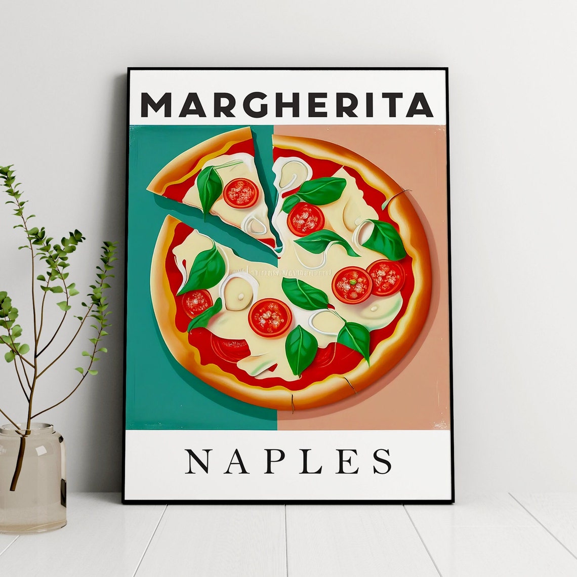 Margherita Art Print Pizza Illustration Pizza Poster Italian Food Art Print Pizza Illustration Pizza Painting Italy Food Travel Poster