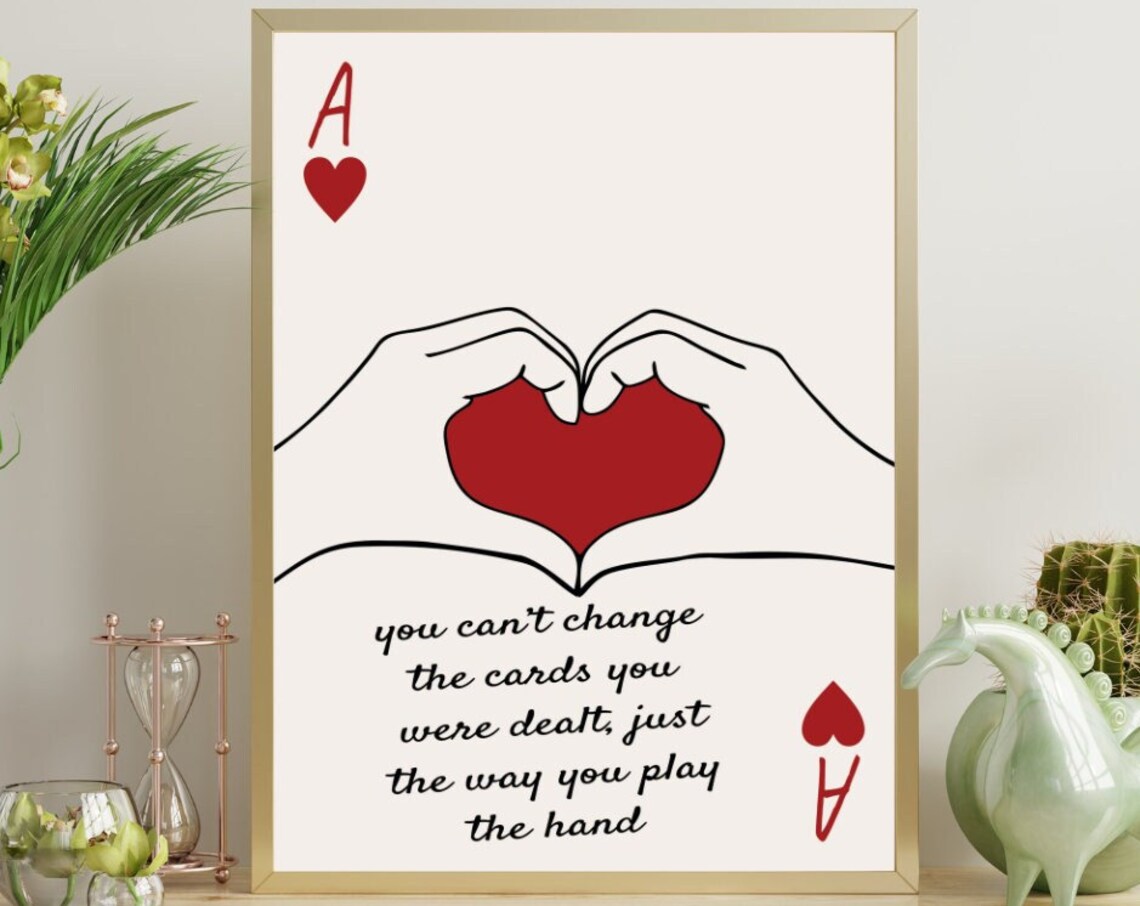 Ace of Hearts Hand Heart Cards Motivational Quote Wall Poster