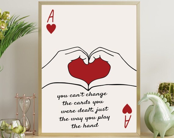 Ace of Hearts Hand Heart Cards Motivational Quote Wall Poster