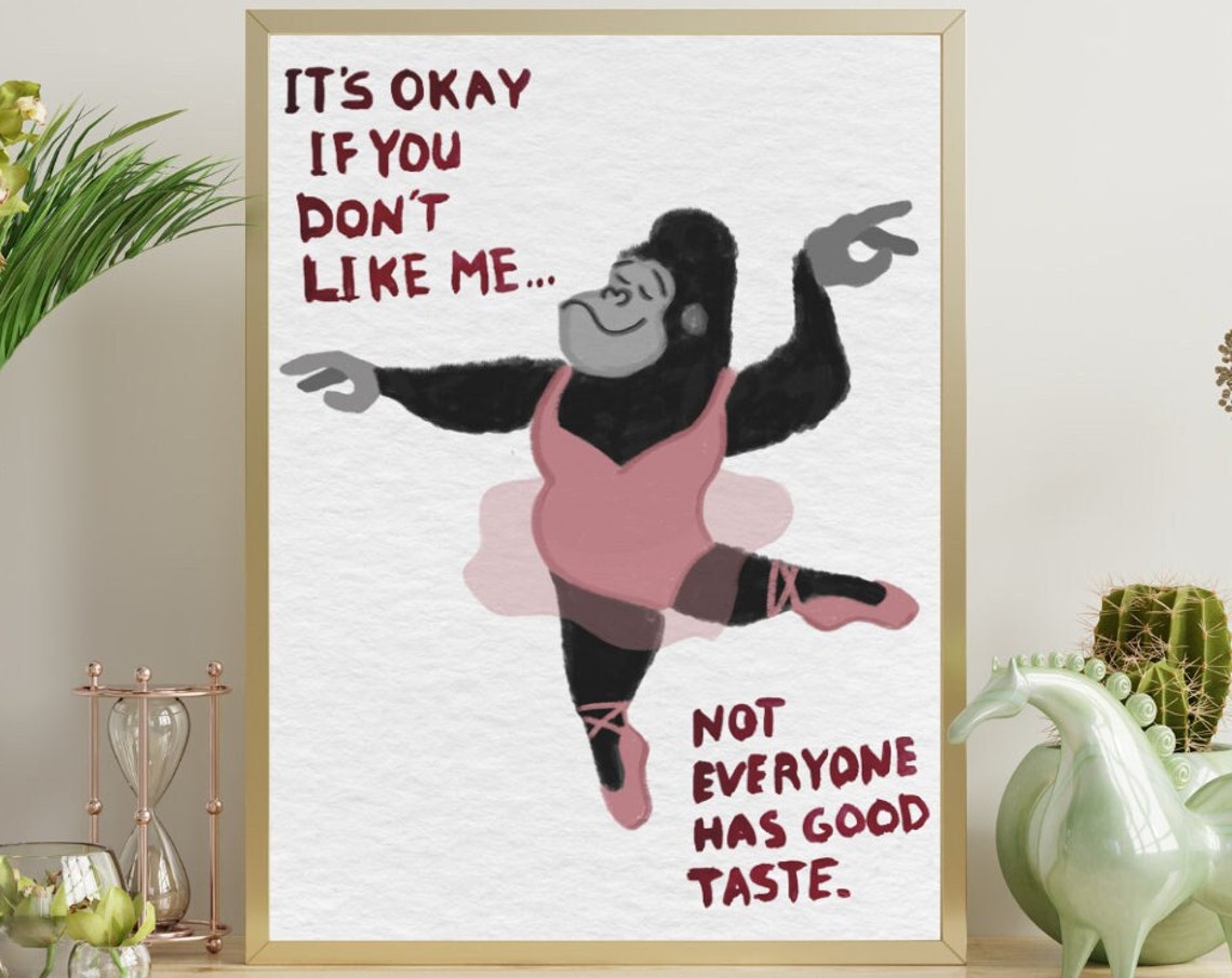 Funny Monkey Dance Print Retro 70s Animal Poster Digital Download