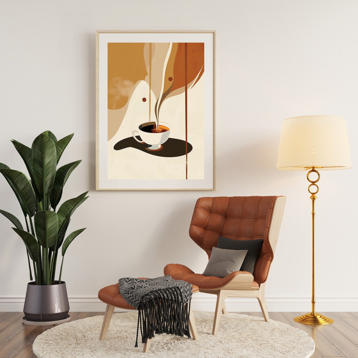 Abstract Coffee Cup Mid Century Modern Warm Minimalist Poster - Image 2