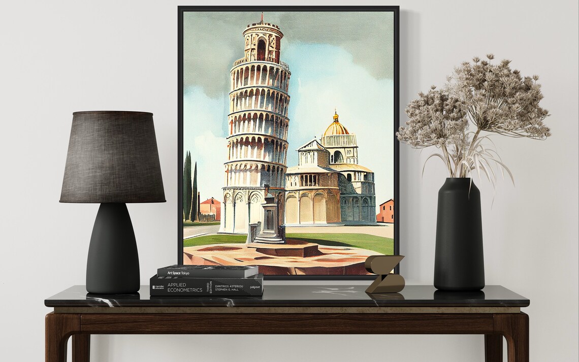 Leaning Tower of Pisa Italy Historic Landmark Retro Travel Poster - Image 3