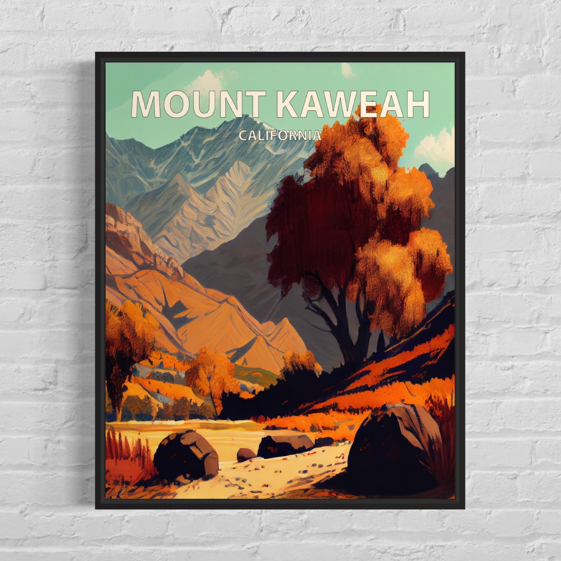 Mount Kaweah California Sierra Ridge Boulders Autumn Oaks Poster